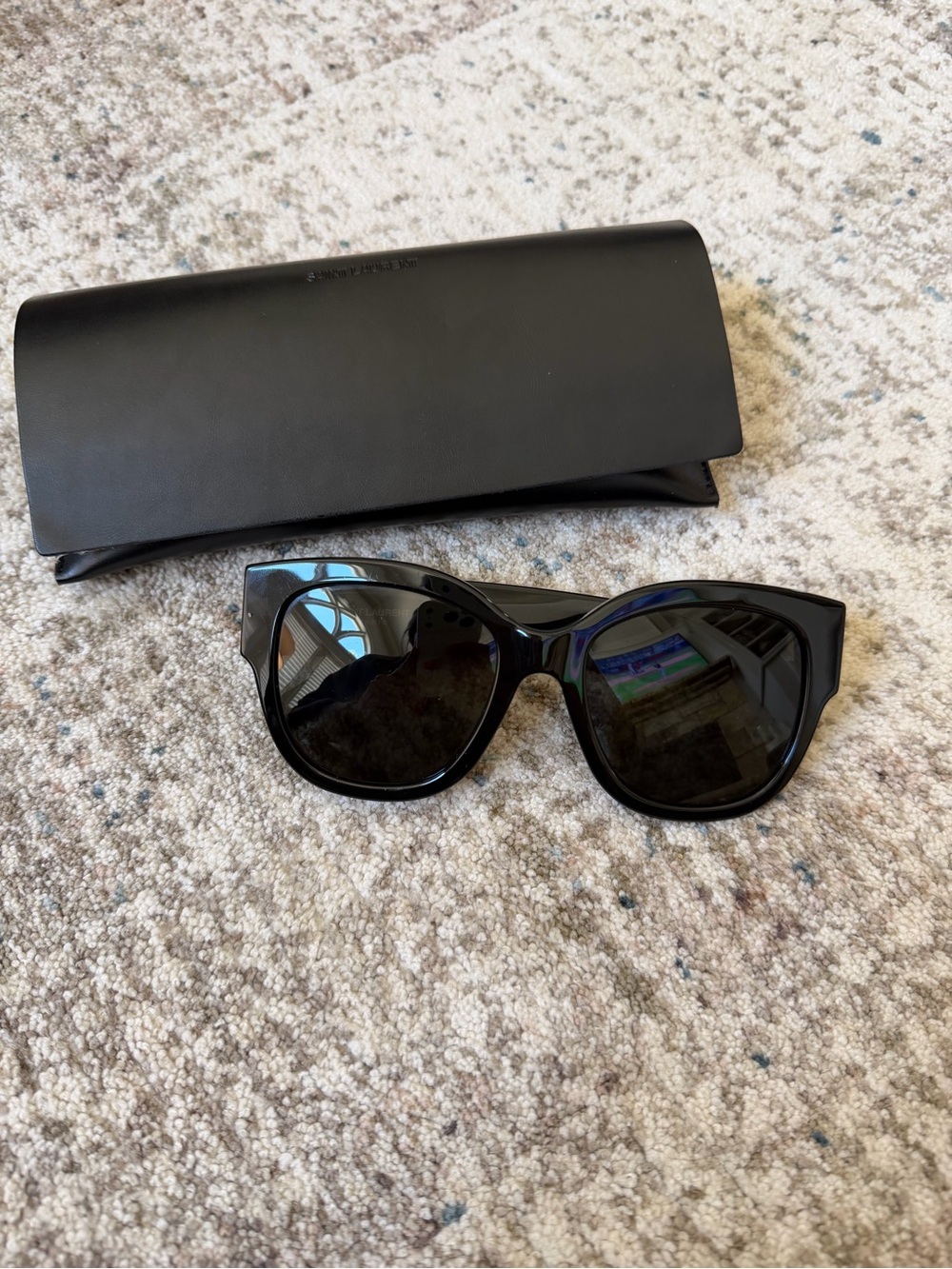 Yves Saint Laurent Black Cat-Eye Sunglasses with Case